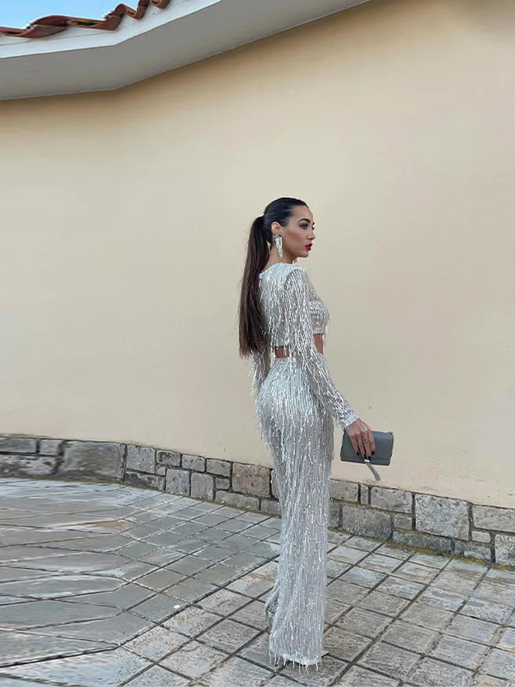 Glamouröse Pailletten-Zweiteiler Damen – Celina