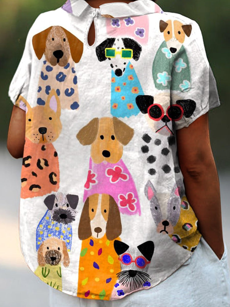 Valeska – Bluse mit Hundeprint – Produktansicht 2