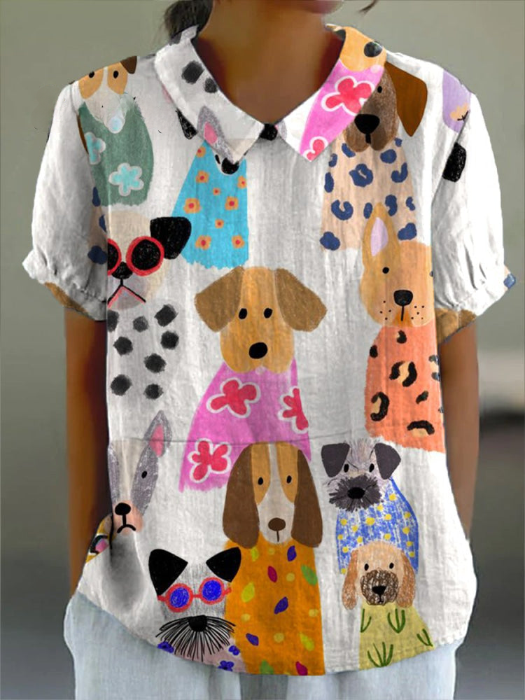 Valeska – Bluse mit Hundeprint – Produktansicht 1