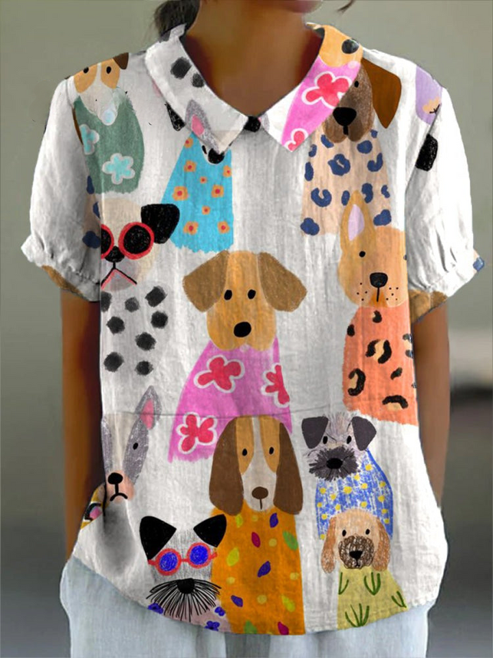 Valeska – Bluse mit Hundeprint – Produktansicht 1