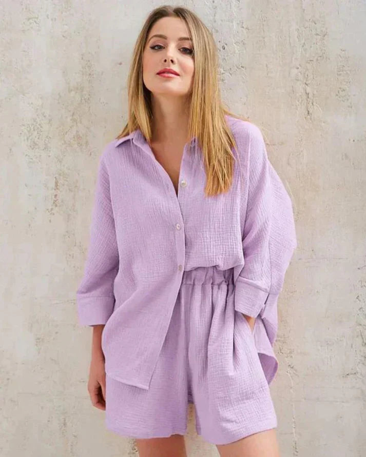 Zweiteilige Sommer-Kombi mit Struktur Damen – Tabea