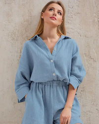 Zweiteilige Sommer-Kombi mit Struktur Damen – Tabea