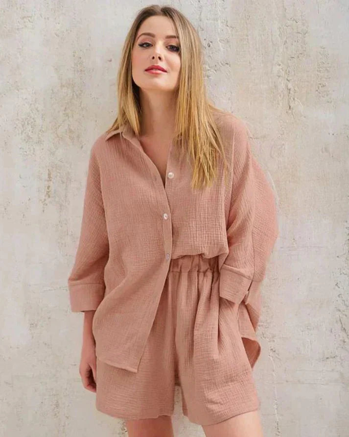 Zweiteilige Sommer-Kombi mit Struktur Damen – Tabea