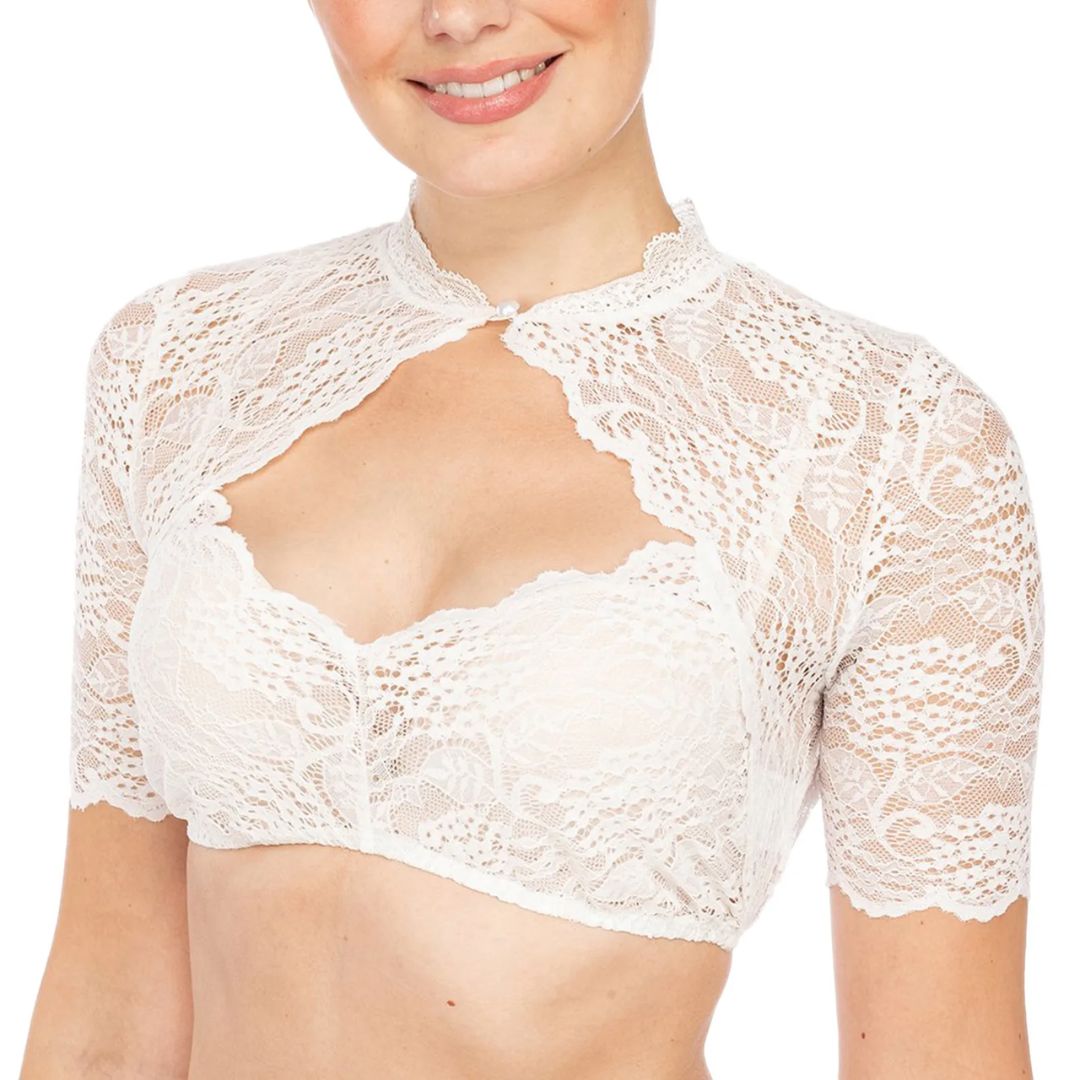 Trendy Dirndlbluse mit Spitze & Herzausschnitt für Damen – Alina - Oktoberfest 2026