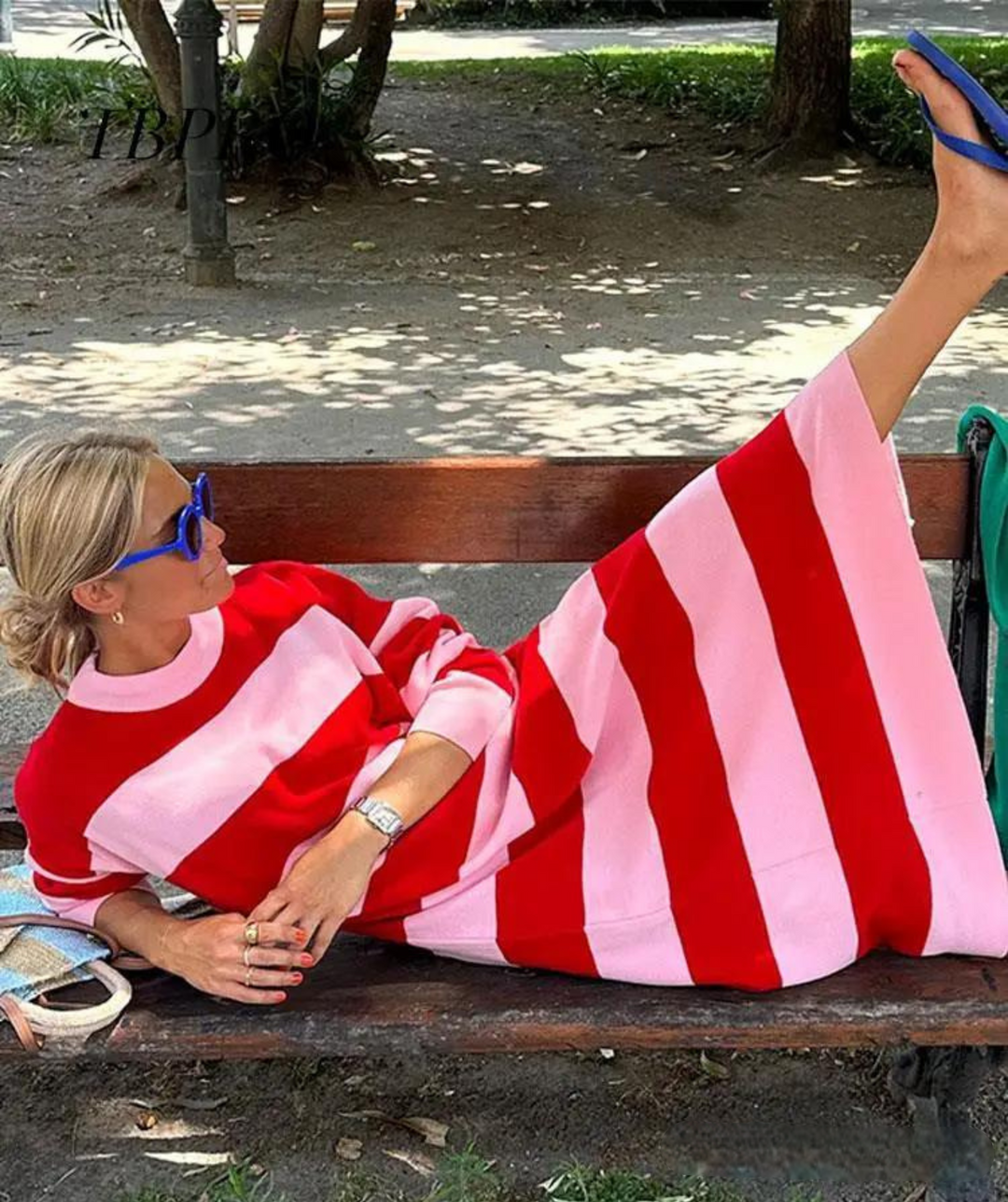 Leichte gestreifte Sommerkleid mit lockerer Passform – Malou