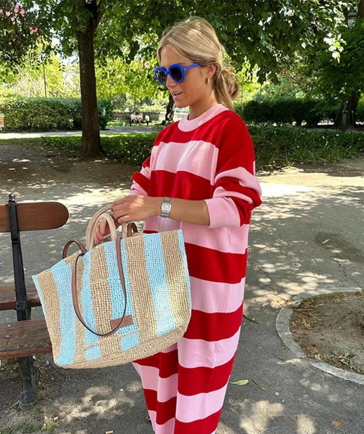 Leichte gestreifte Sommerkleid mit lockerer Passform – Malou