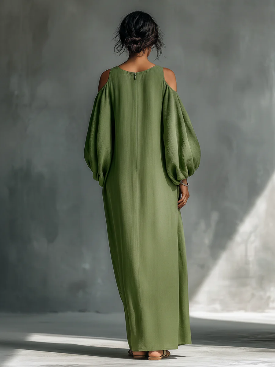 Viktoria – Maxikleid mit Puffärmeln grün – Produktansicht 2
