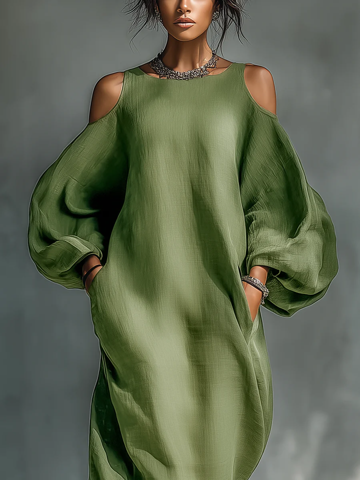 Viktoria – Maxikleid mit Puffärmeln grün – Produktansicht 3