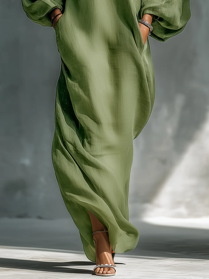 Viktoria – Maxikleid mit Puffärmeln grün – Produktansicht 4
