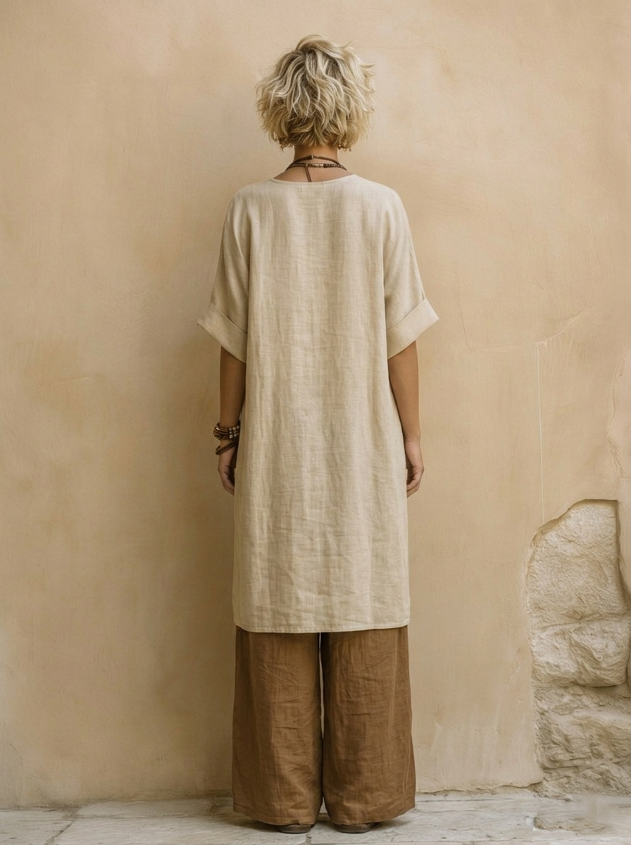 Elisabeth – Dreiteiliges Set aus dunkelgrau und braun mit Tribalprint – Produktansicht 3