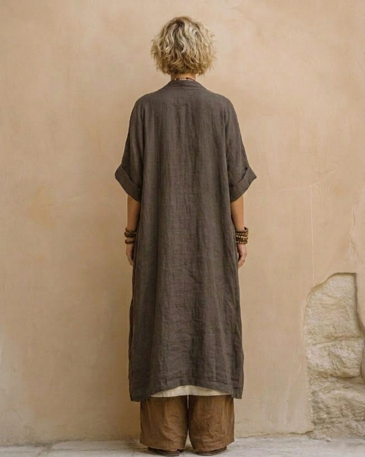 Elisabeth – Dreiteiliges Set aus dunkelgrau und braun mit Tribalprint – Produktansicht 5