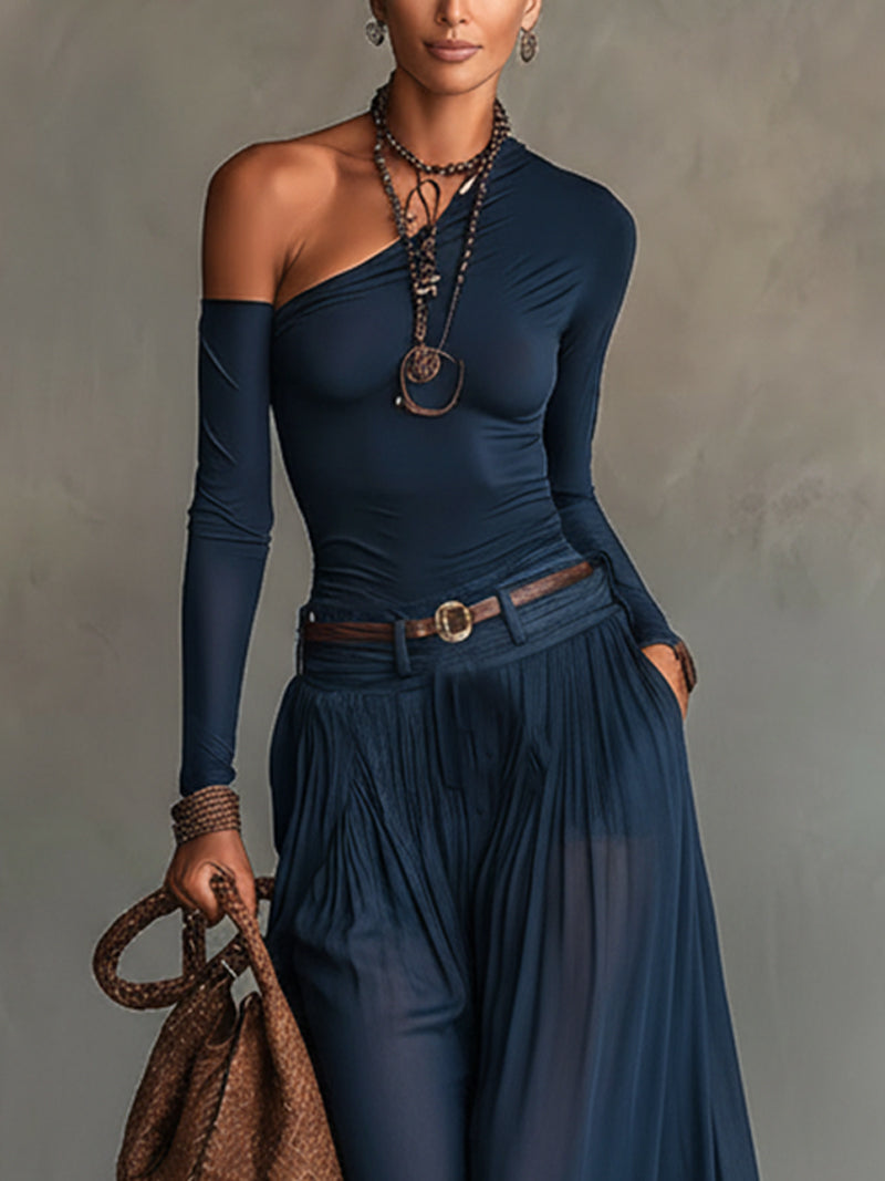 Johanna – Off-Shoulder-Top und Rock marineblau – Produktansicht 2