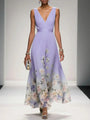 Paula – Maxikleid aus Chiffon mit Blumen hellblau und V-Ausschnitt – Produktansicht 9