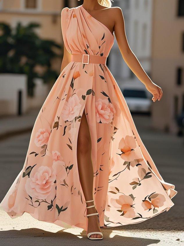 Amelie – Maxikleid Chiffon mit Blumenmuster mit freien Schultern hellgrün – Produktansicht 11