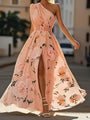 Amelie – Maxikleid Chiffon mit Blumenmuster mit freien Schultern hellgrün – Produktansicht 11