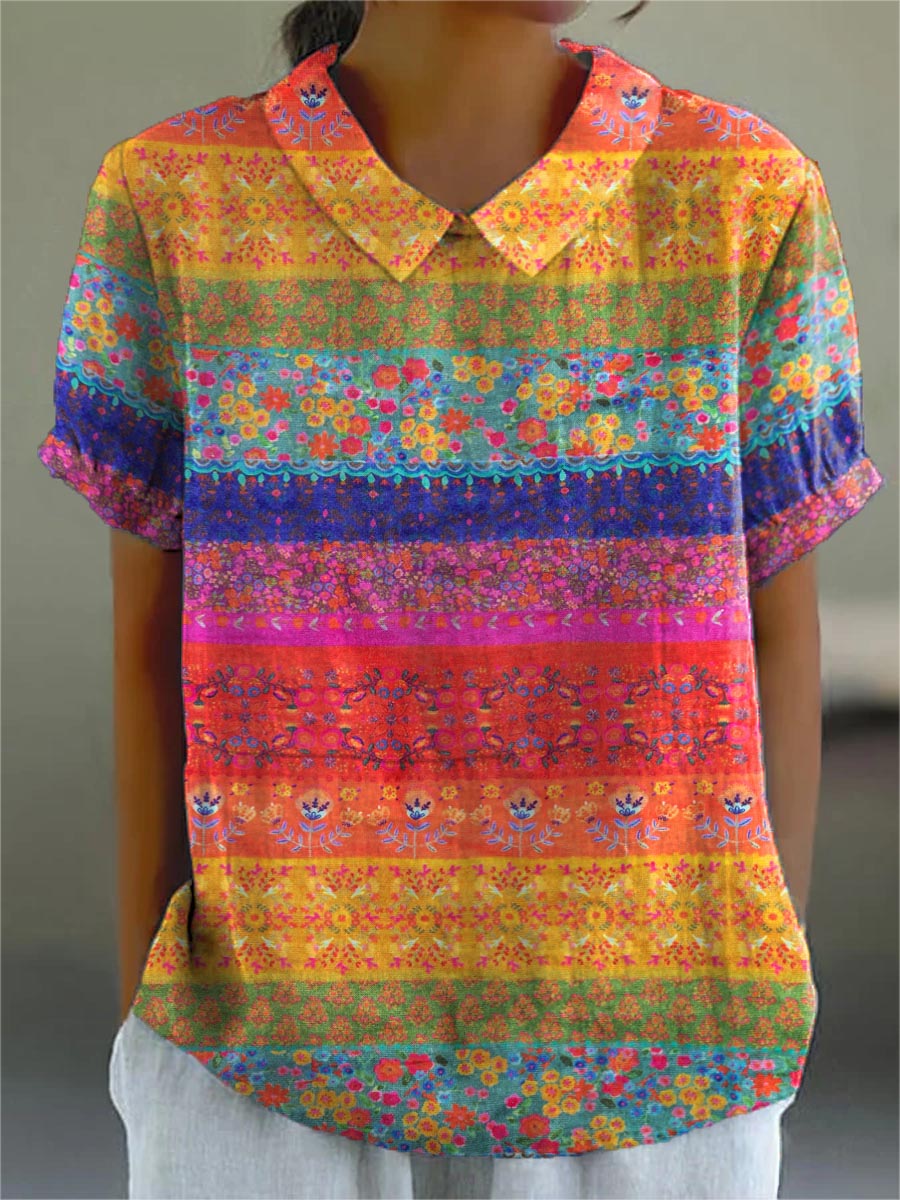 Kiana – Gestreifte Bluse mit Blumenmuster – Produktansicht 1