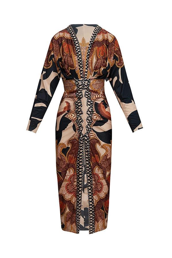 Monika – Midikleid mit Dolman mit Print einzigartig Sommersonne – Produktansicht 12