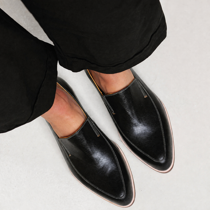 Hilde – Schwarzer Patchwork-Loafer – Produktansicht 2