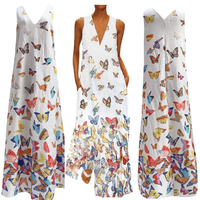 Trendy Ärmelloses Maxi-Sommerkleid mit Schmetterlingsmuster – Malia
