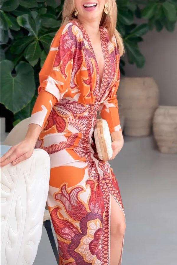 Monika – Midikleid mit Dolman mit Print einzigartig Sommersonne – Produktansicht 3