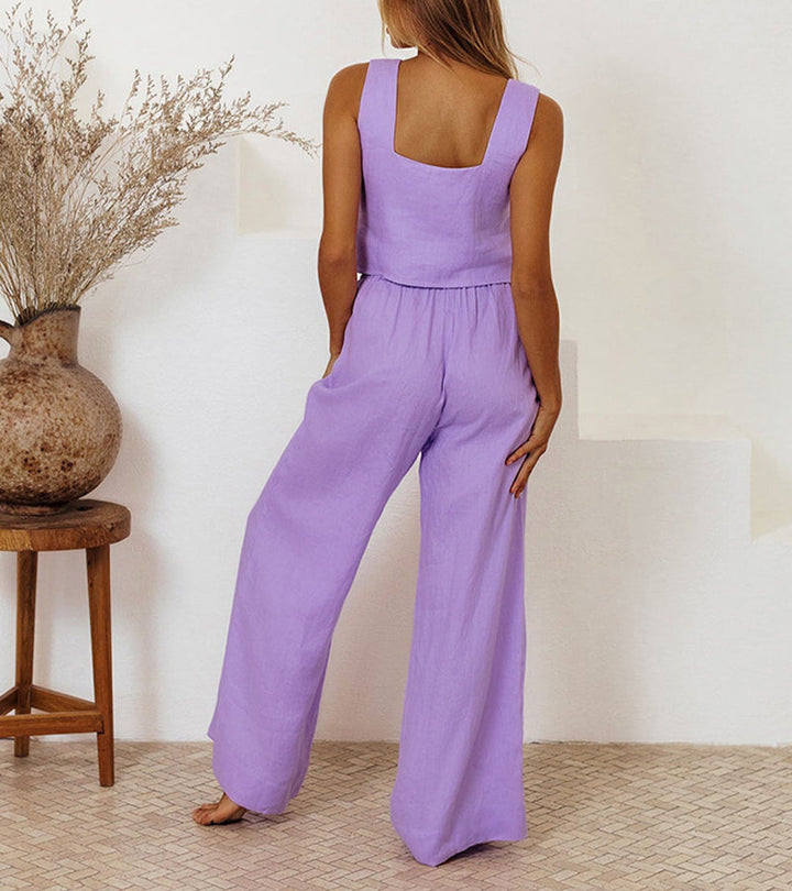 Helene – Set aus minimalistischem Top und ausgestellter Hose – Produktansicht 7
