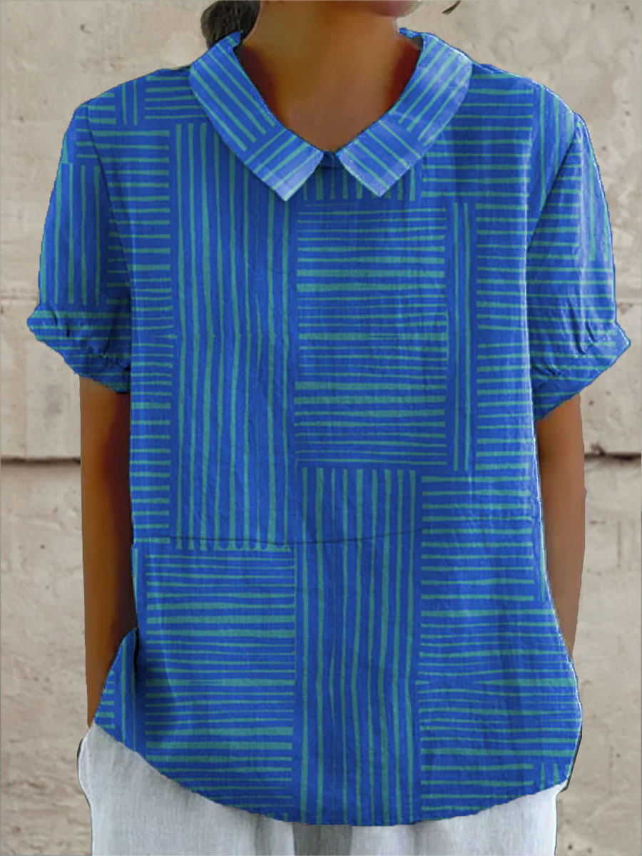 Zoe – Gestreifte Bluse mit geometrischem Muster – Produktansicht 1