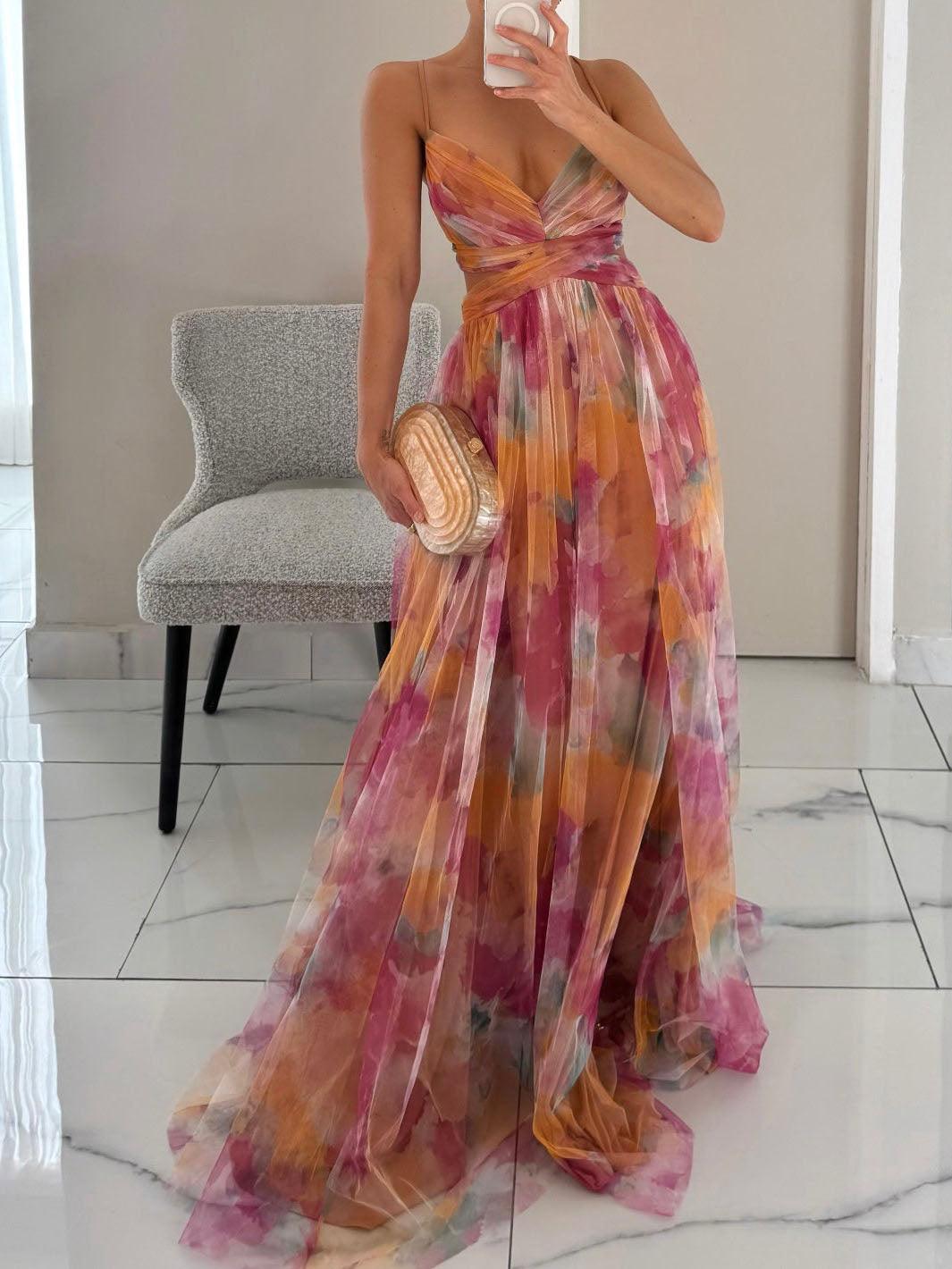 Antonia – Maxikleid Blumenprint mit V-Ausschnitt – Produktansicht 1