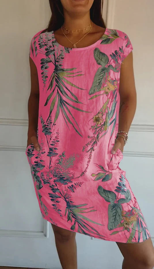 Bedrucktes Kleid mit Rundhalsausschnitt – Eveline
