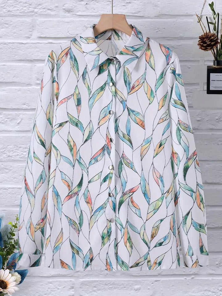 Trendige Damenbluse mit abstraktem Muster und Knopfleiste – Marlene