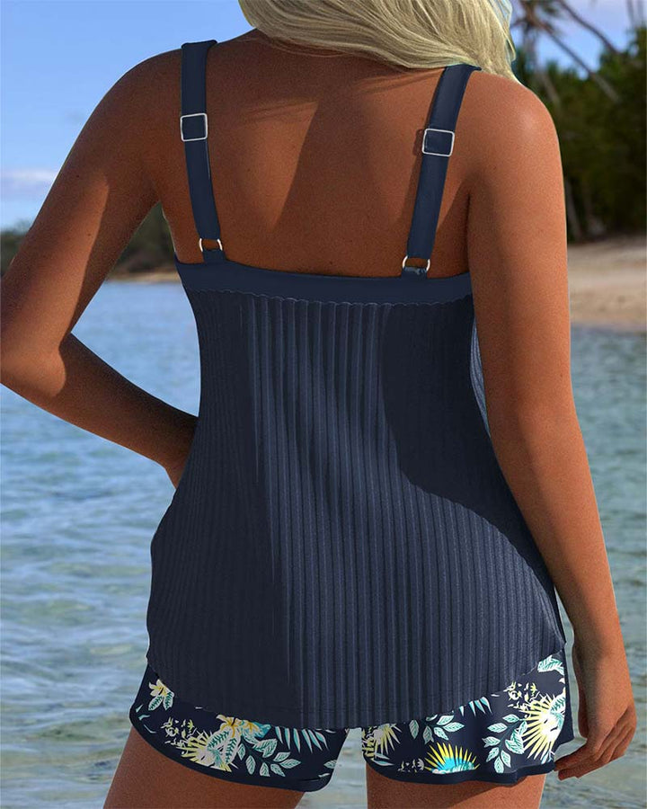 Lena – Zweiteiliger gestreifter Tankini mit Strandshorts – Produktansicht 2