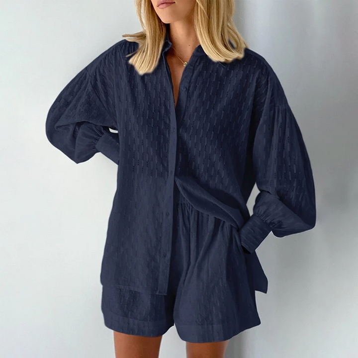 Zweiteilige Damen Sommeranzug mit Laternenärmeln – Nina