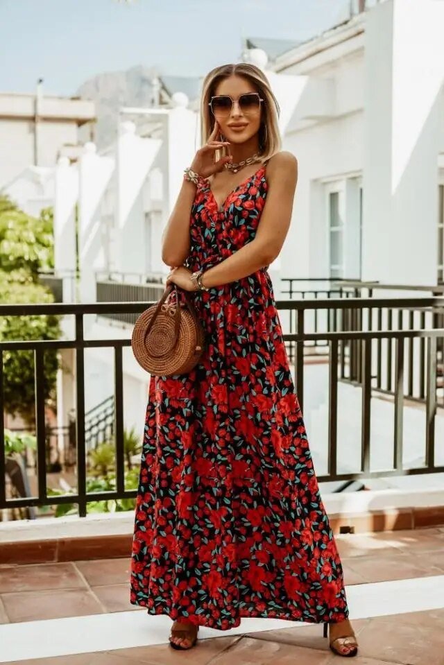 Boho Maxikleid mit Blumenmuster für den Sommer – Yara