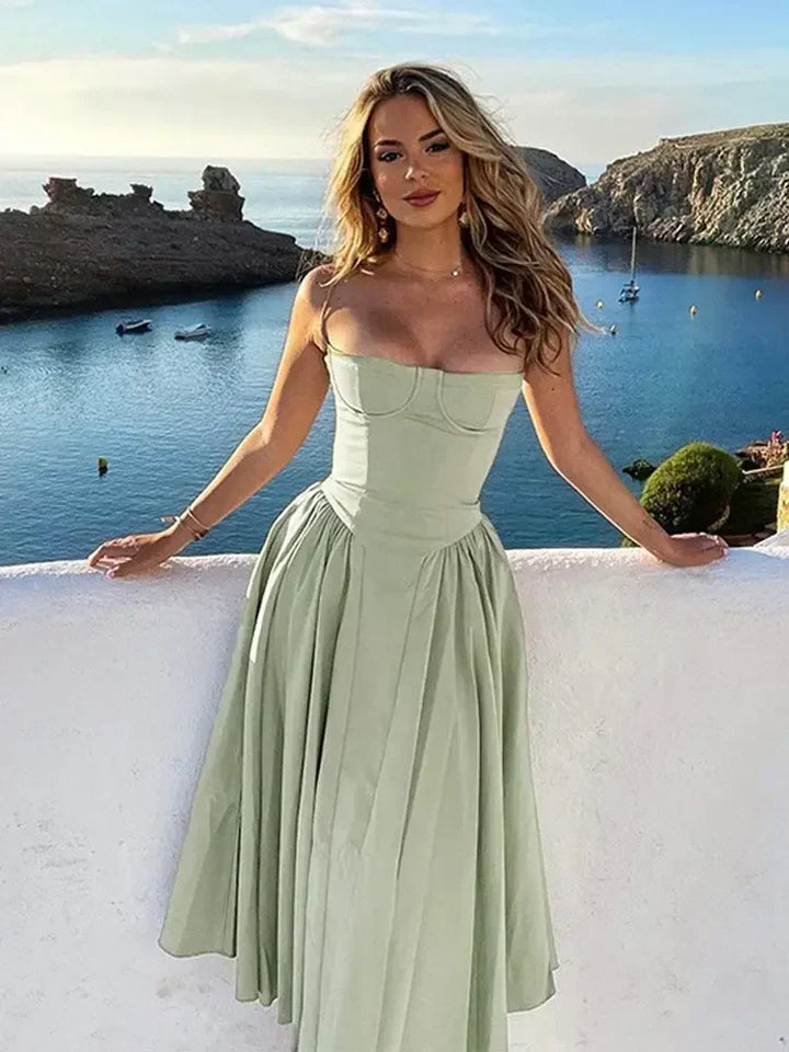 Elegantes Midi-Abendkleid mit Plisseesaum – Amara