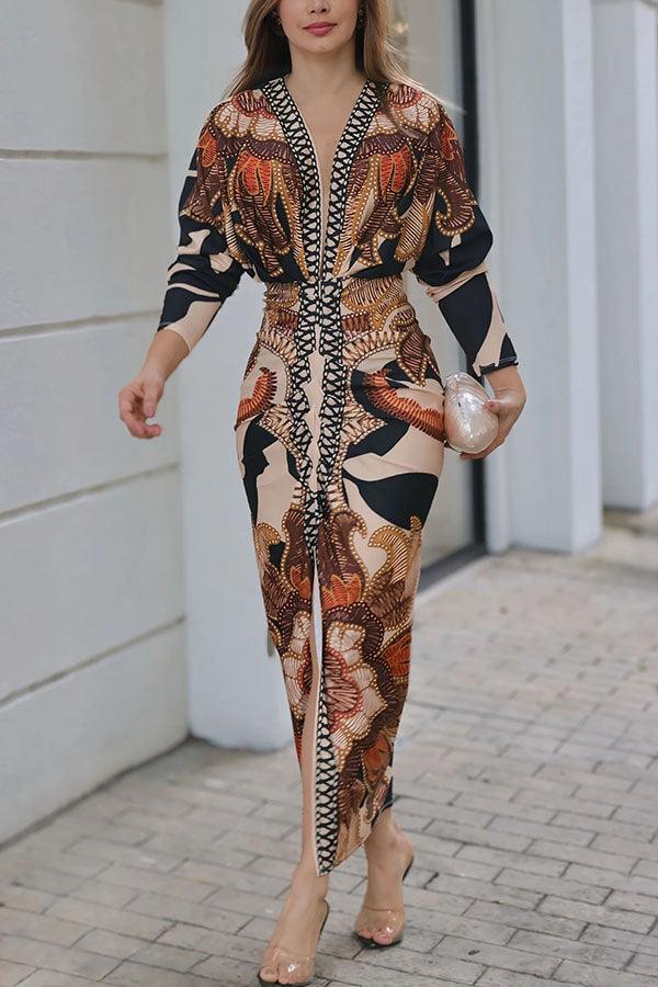 Monika – Midikleid mit Dolman mit Print einzigartig Sommersonne – Produktansicht 8