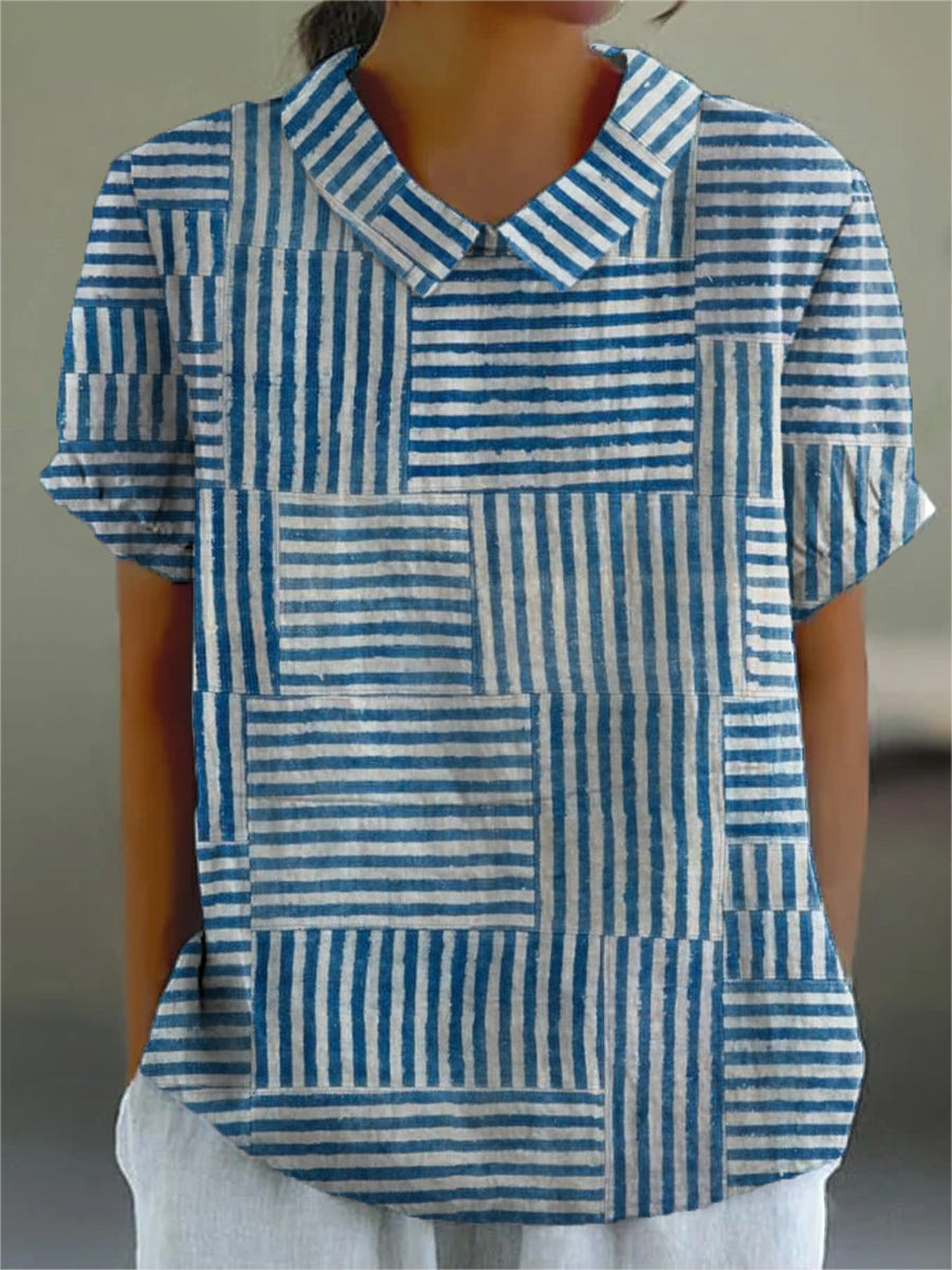 Rike – Patchwork-Bluse mit Streifen – Produktansicht 1