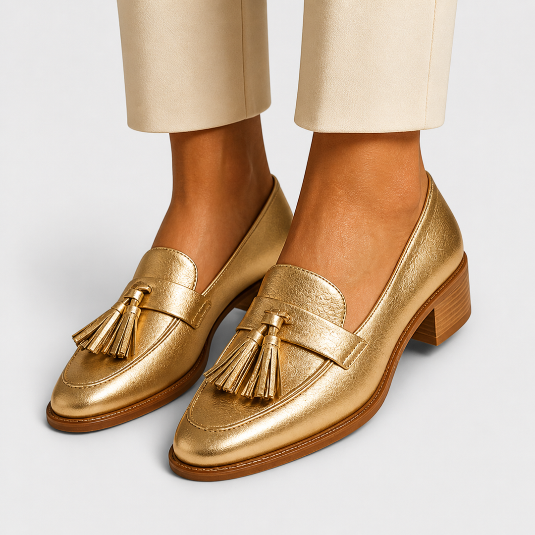 Henriette – Goldene Loafer – Produktansicht 1