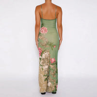 Florales Sommer-Maxikleid mit V-Ausschnitt und Spaghettiträgern - Alina