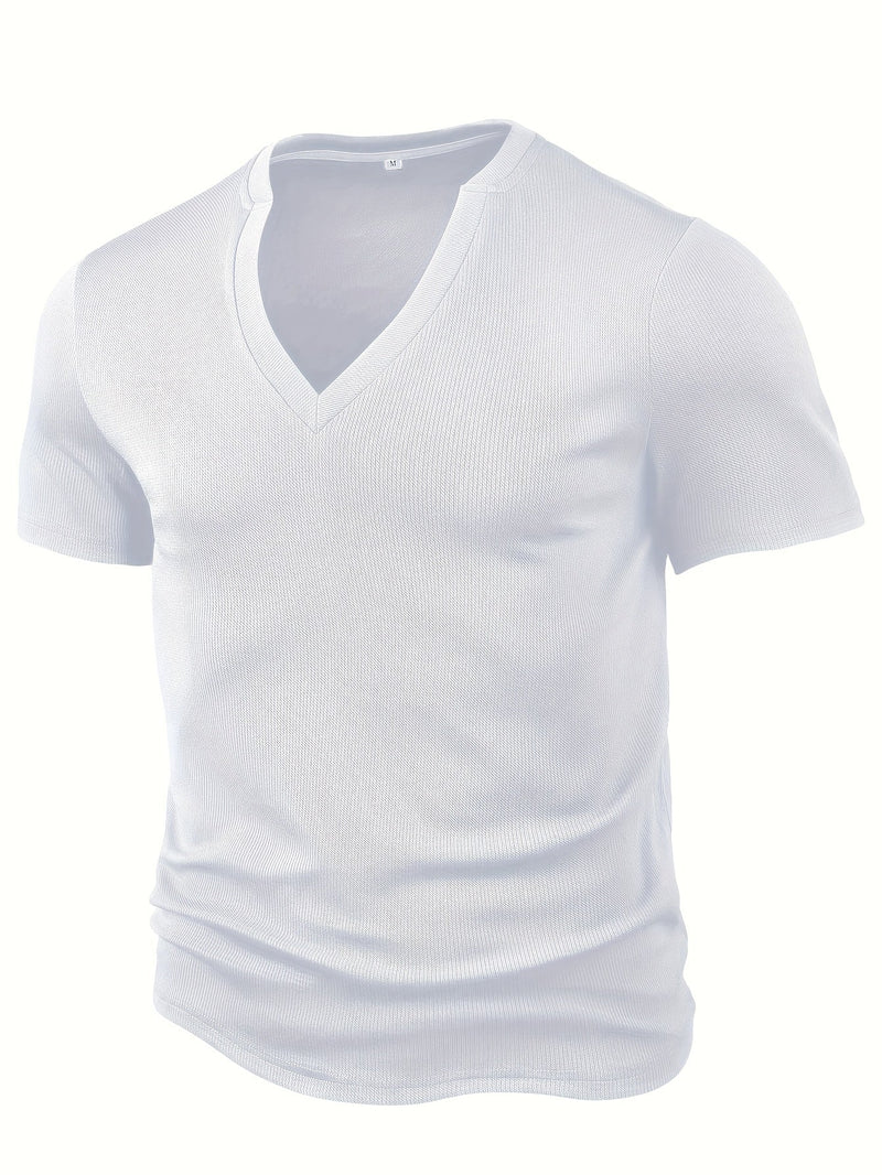 Herren T-Shirt mit tiefem V-Ausschnitt und Struktur – Rafael
