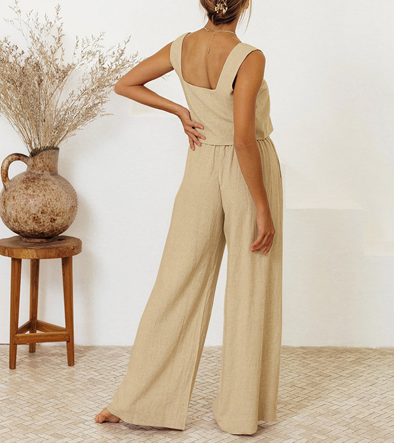Helene – Set aus minimalistischem Top und ausgestellter Hose – Produktansicht 4