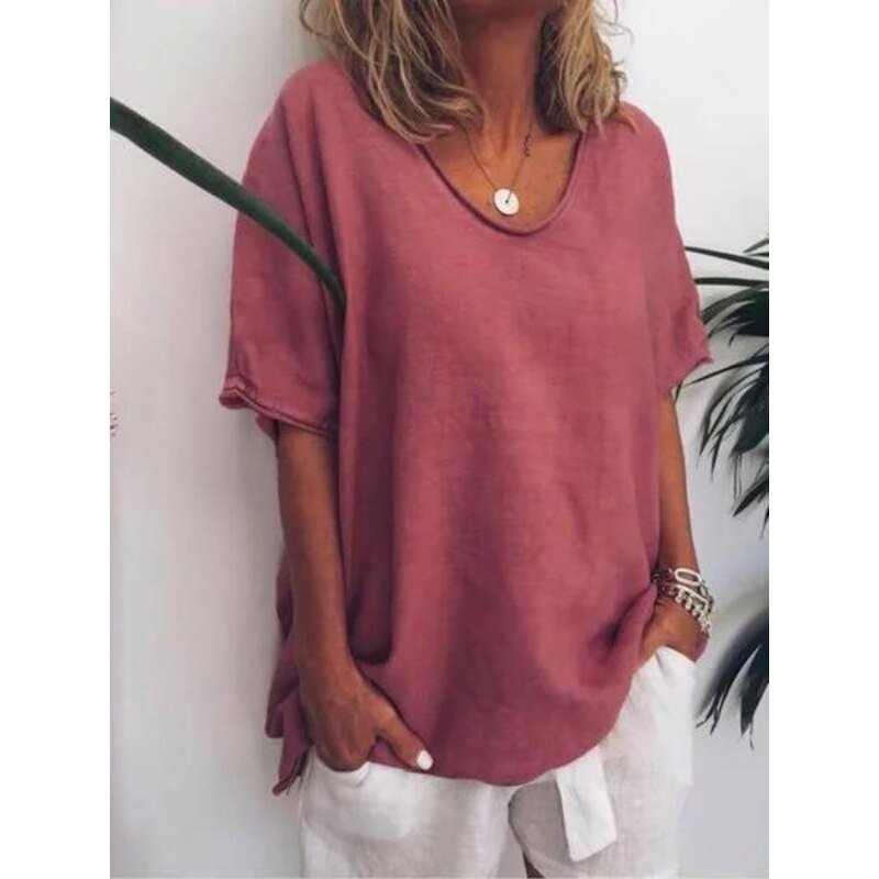 Oversized Leinen Damen T-Shirt – Elin