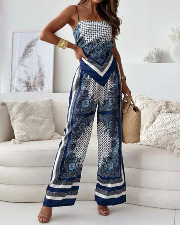 Lilly – Zweiteiliges Set elegant mit top mit Schnürung und Hose urlaubsbereit – Produktansicht 4