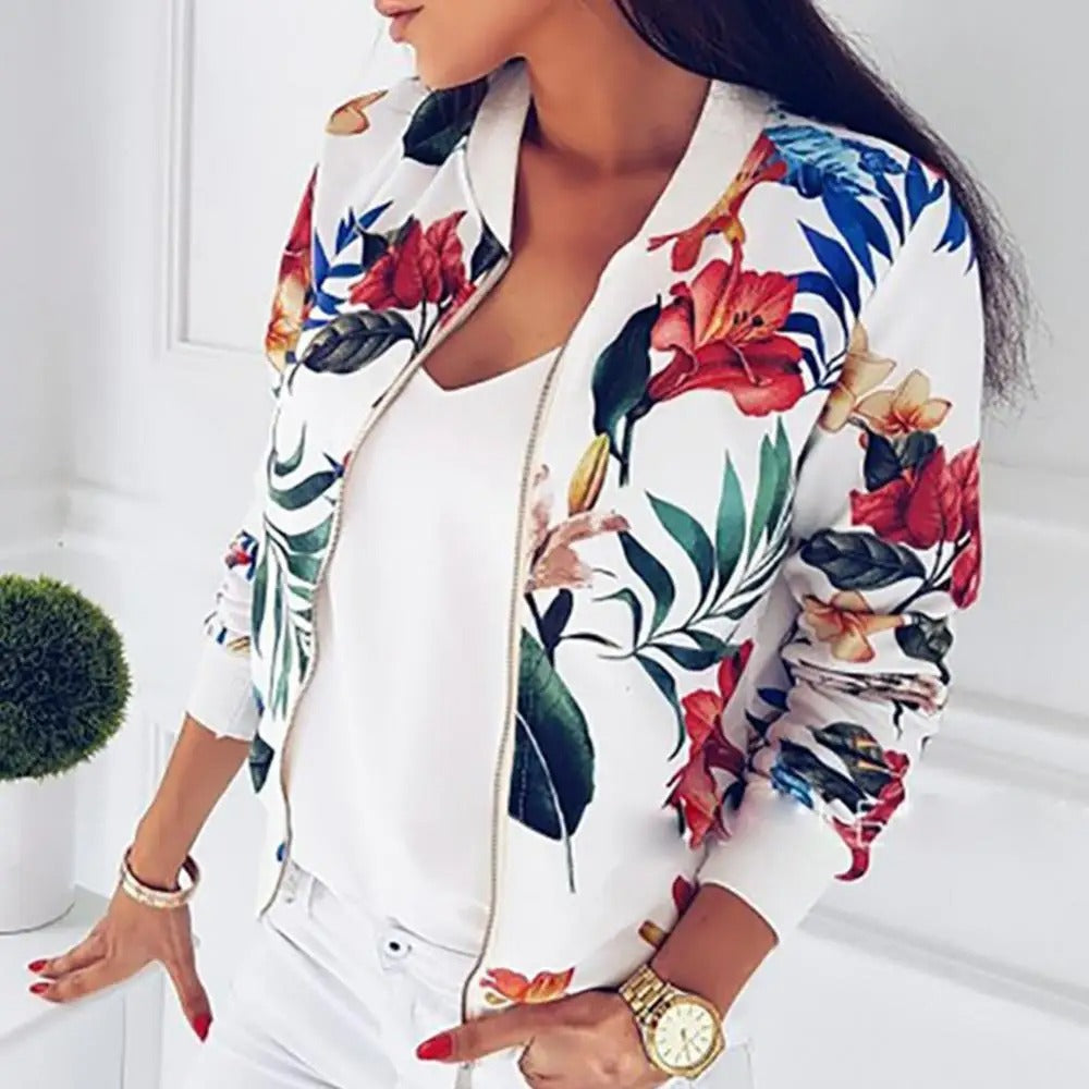 Lange Ärmel Damen Sommerjacke mit Blumenmuster – Liora