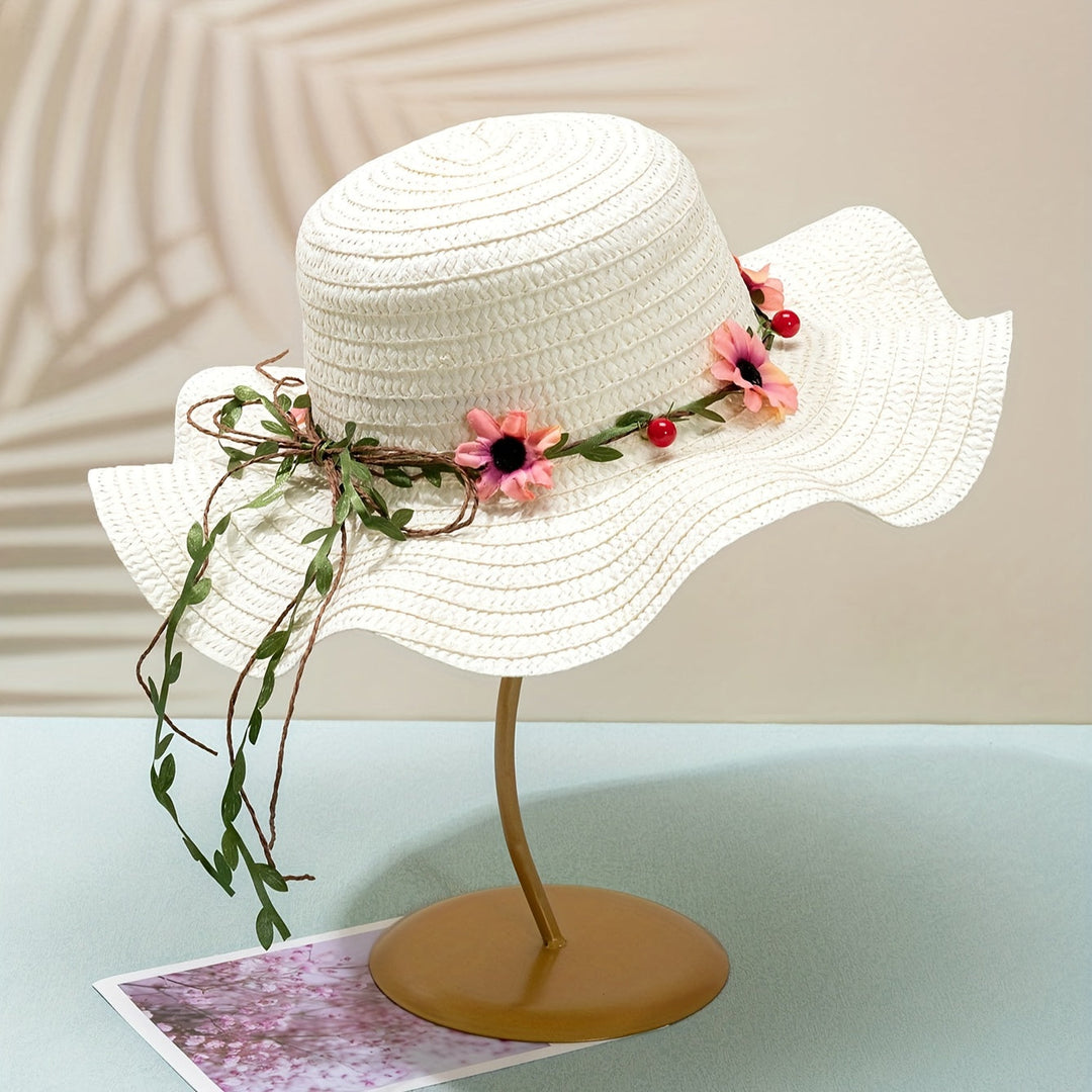 Damen Sommer Strohhut mit Blumen- und Fruchtdetails – Solène