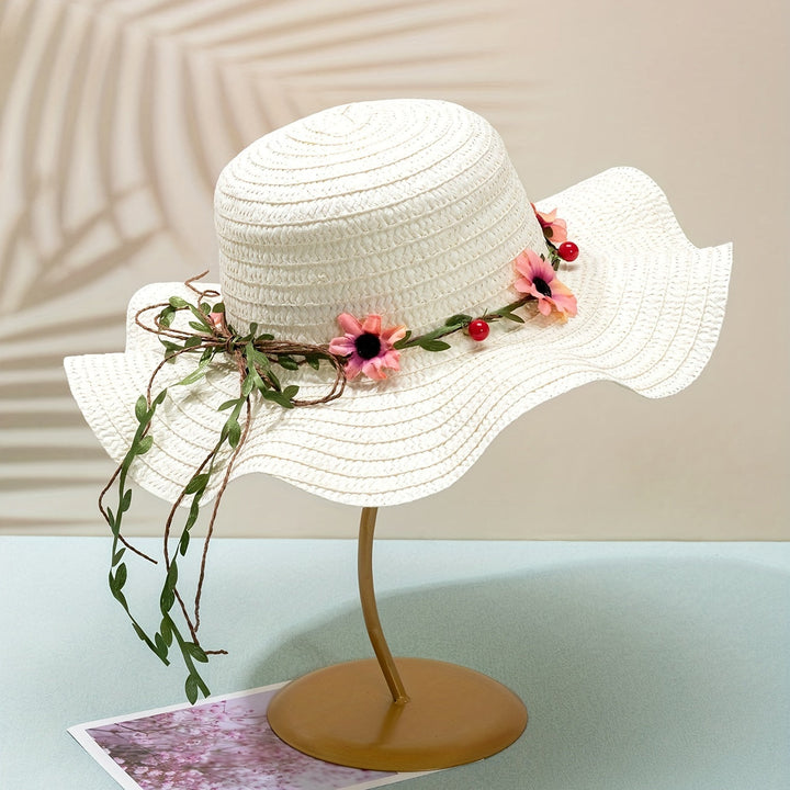 Damen Sommer Strohhut mit Blumen- und Fruchtdetails – Solène
