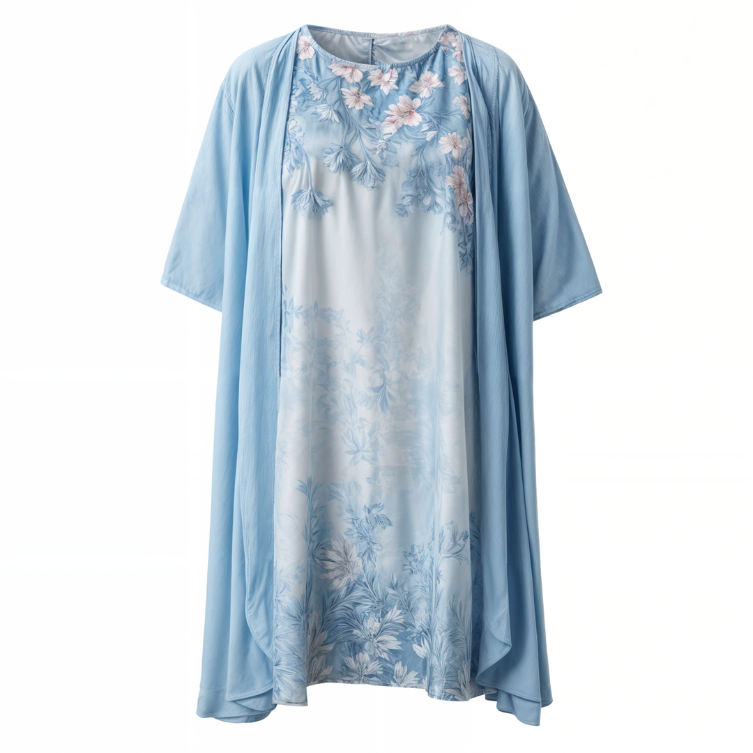 Stilvol Geblümtes A-Linien Kleid mit Weste für Damen – Miray