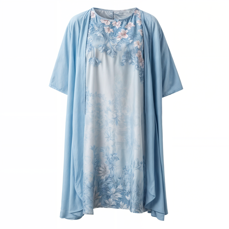 Stilvol Geblümtes A-Linien Kleid mit Weste für Damen – Miray