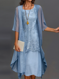 Stilvol Geblümtes A-Linien Kleid mit Weste für Damen – Miray