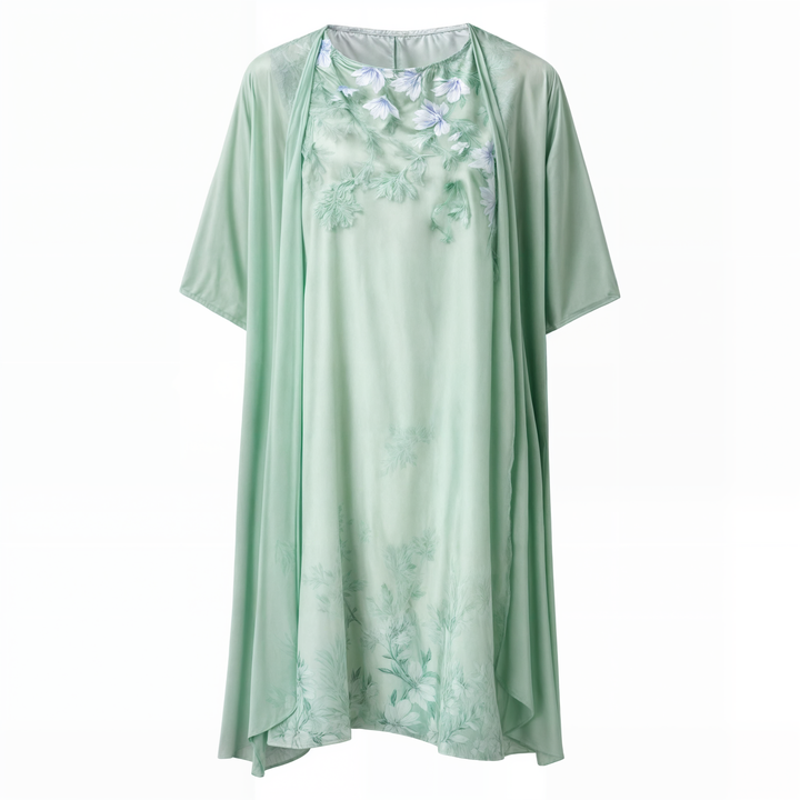 Stilvol Geblümtes A-Linien Kleid mit Weste für Damen – Miray