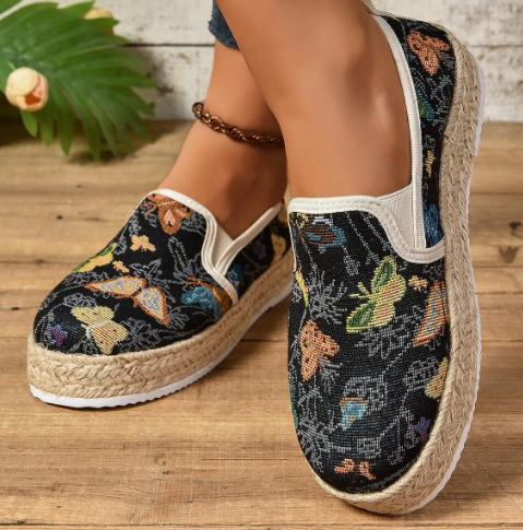 Platform Espadrilles mit Blumenmuster – Fleur