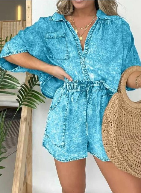 Trendige Damen Sommerbluse mit kurzen Ärmeln – Isabelle